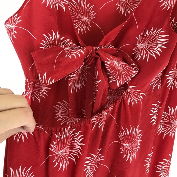 Madewell Red Silk Cut out Tie Back Size Medium - Picture 5 of 5